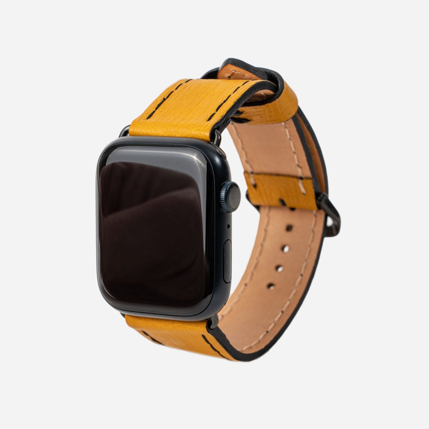Strap for Apple Watch made of ostrich leather in orange color without follicles