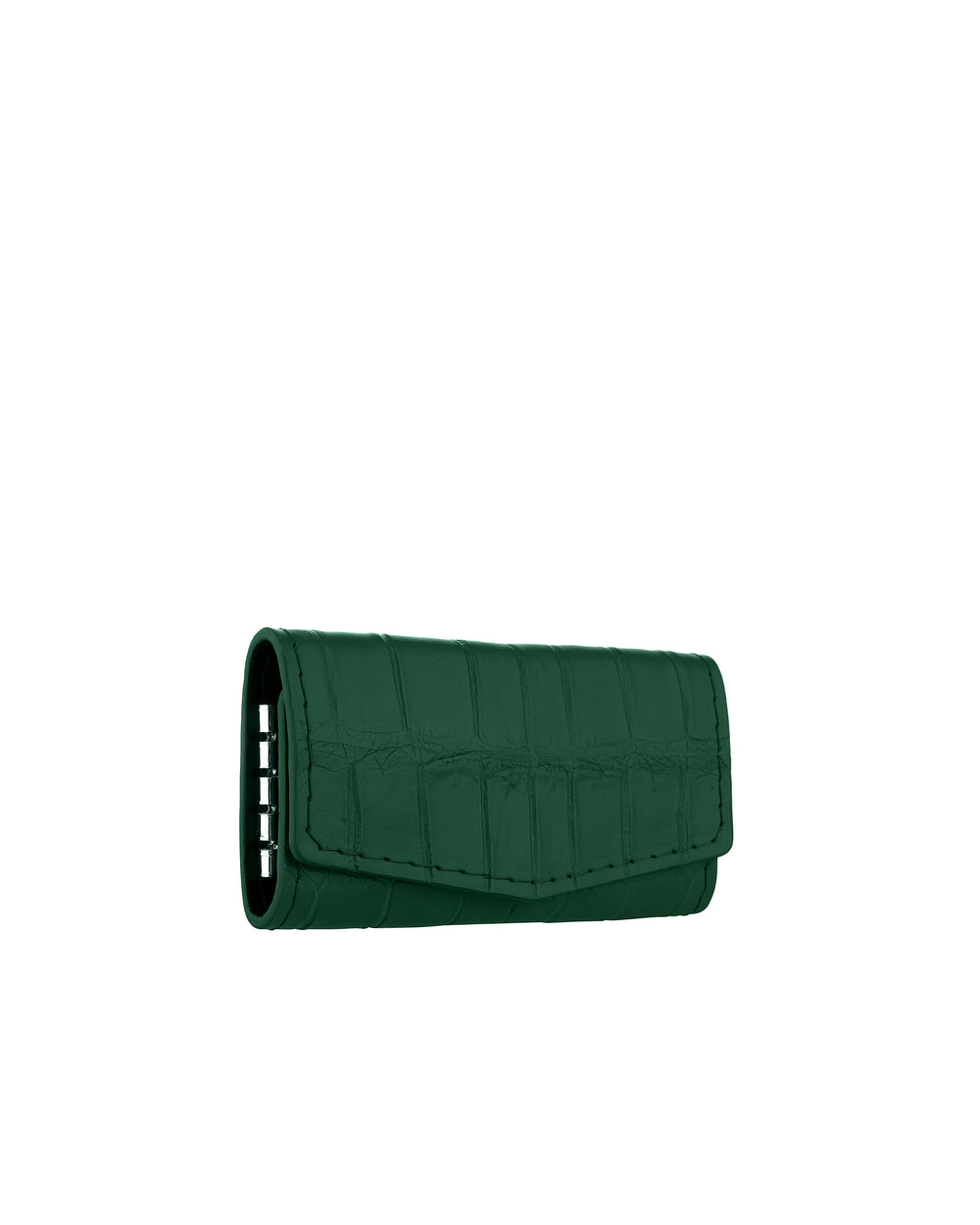 Green crocodile leather key holder