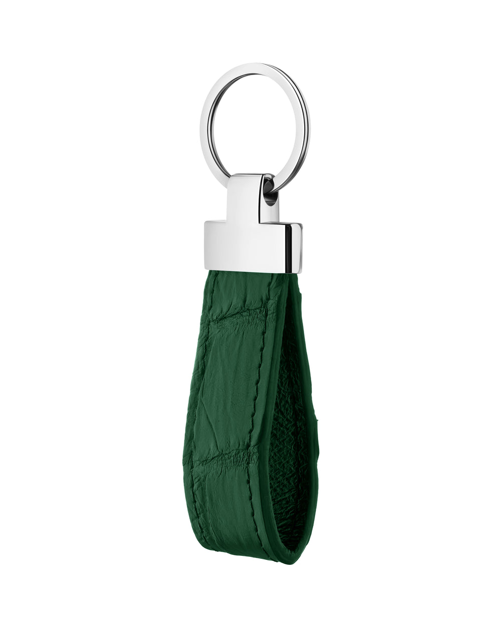 Dark green crocodile leather keyring