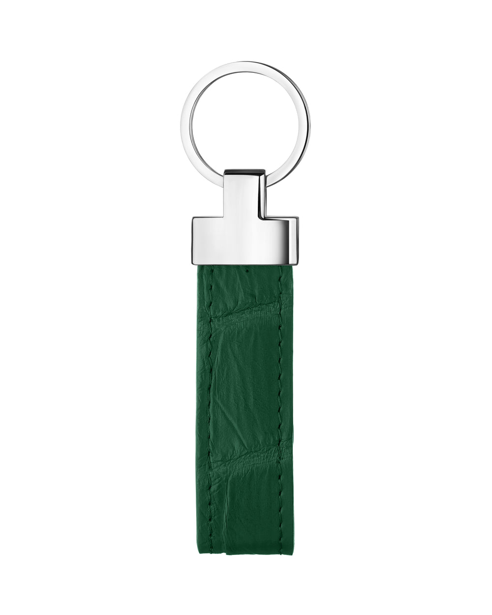 Dark green crocodile leather keyring