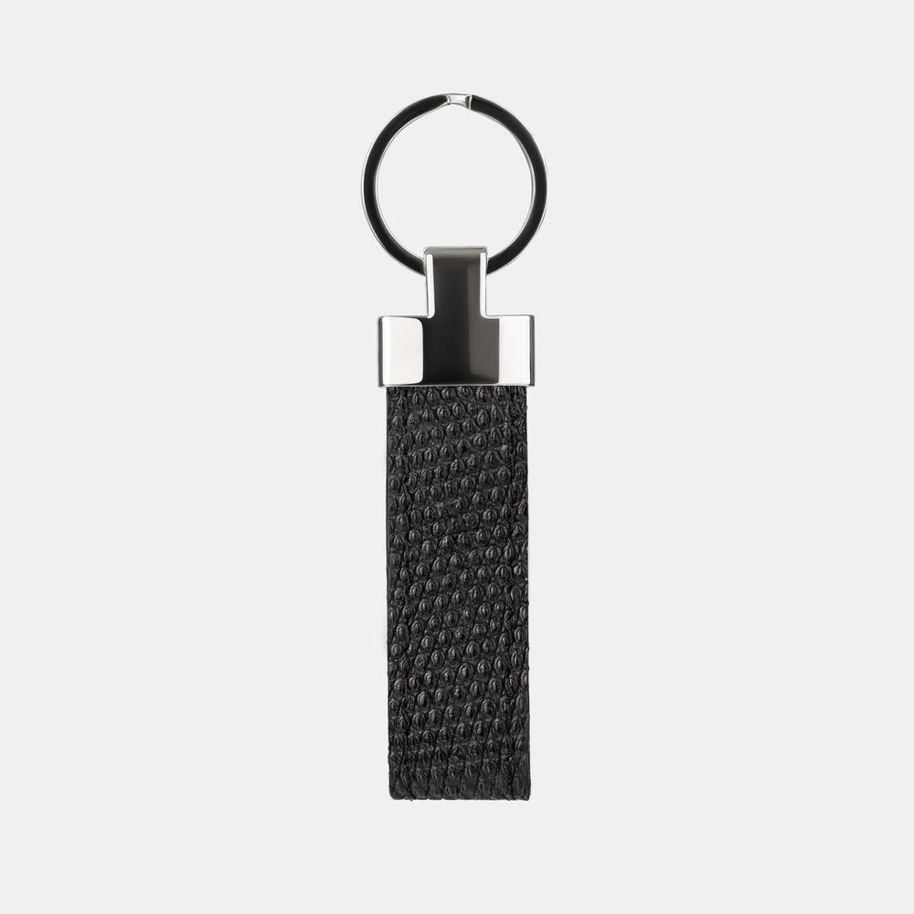 Keychain made of black iguana leather