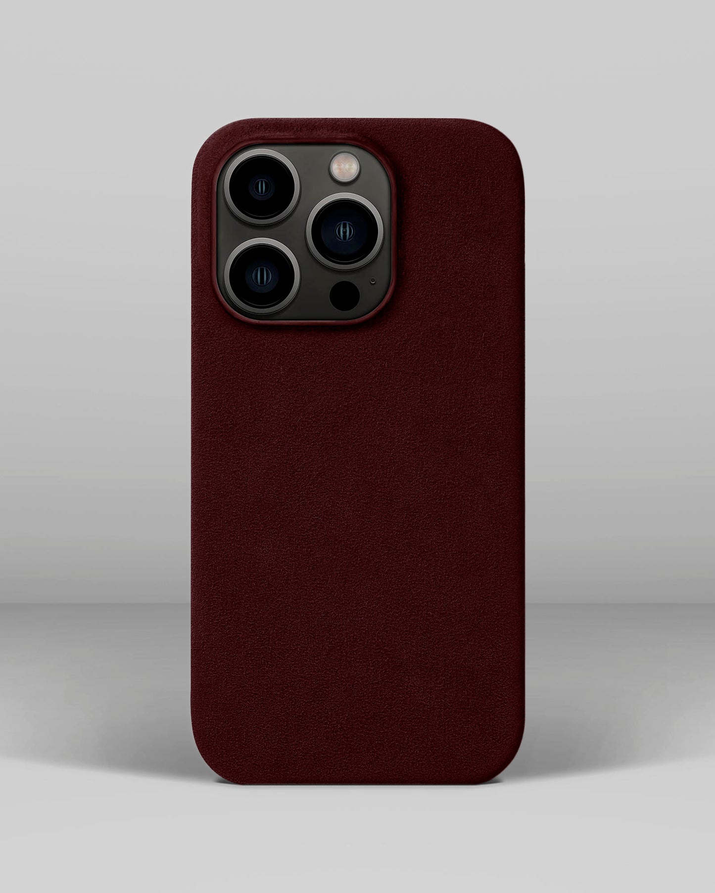 Бордовий чохол з алькантари для iPhone 13 Pro