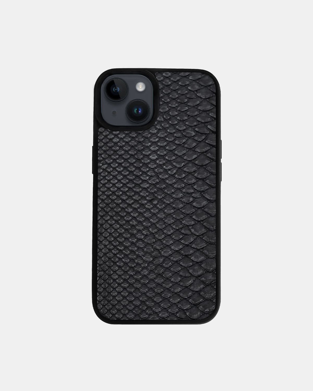 Black small scale python leather case for iPhone 14