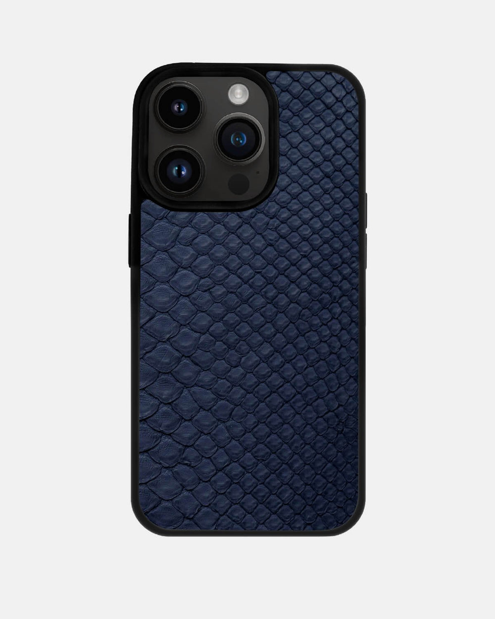 Dark blue small scale python leather case for iPhone 14 Pro Max