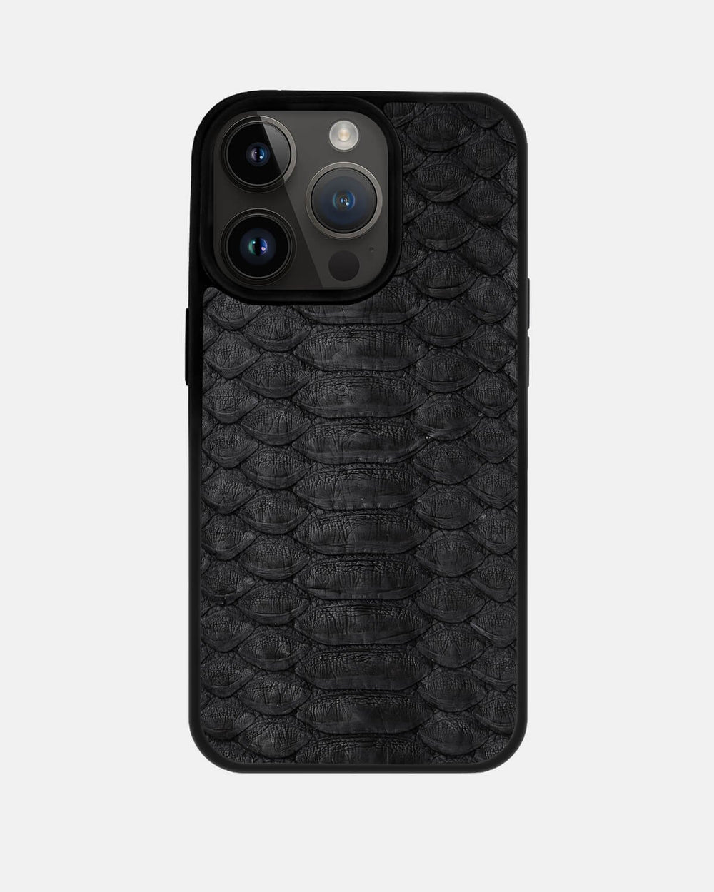 Чохол із чорної шкіри пітона з широкими лусочками для iPhone 14 Pro Max