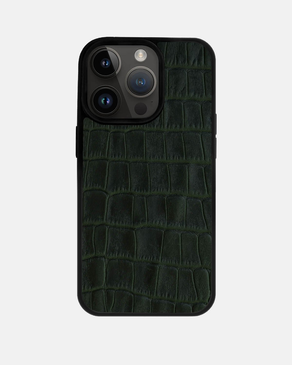 Dark green crocodile embossing calfskin case for iPhone 14 Pro Max