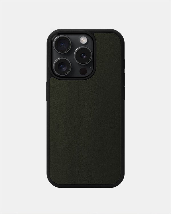 Green Calfskin Case for iPhone 15 Pro