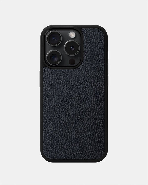 Dark blue calf leather float case for iPhone 15 Pro