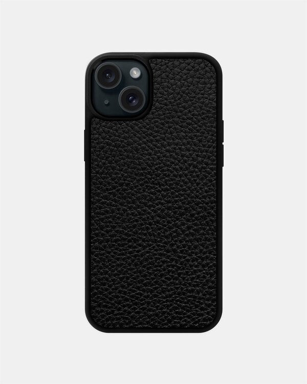 Чохол із чорної телячої шкіри флотар для iPhone 15