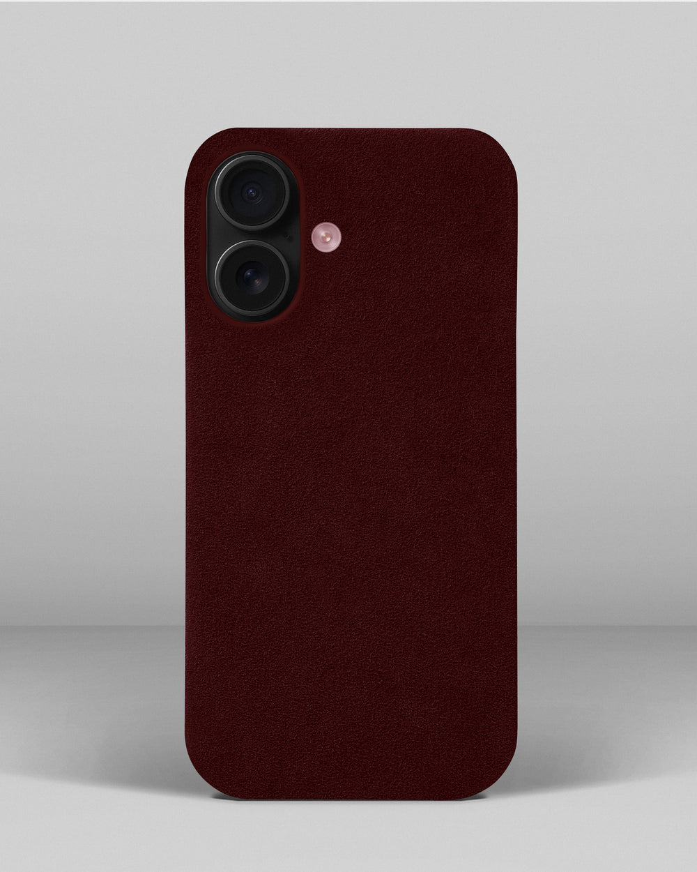 Burgundy alcantara case for iPhone 16