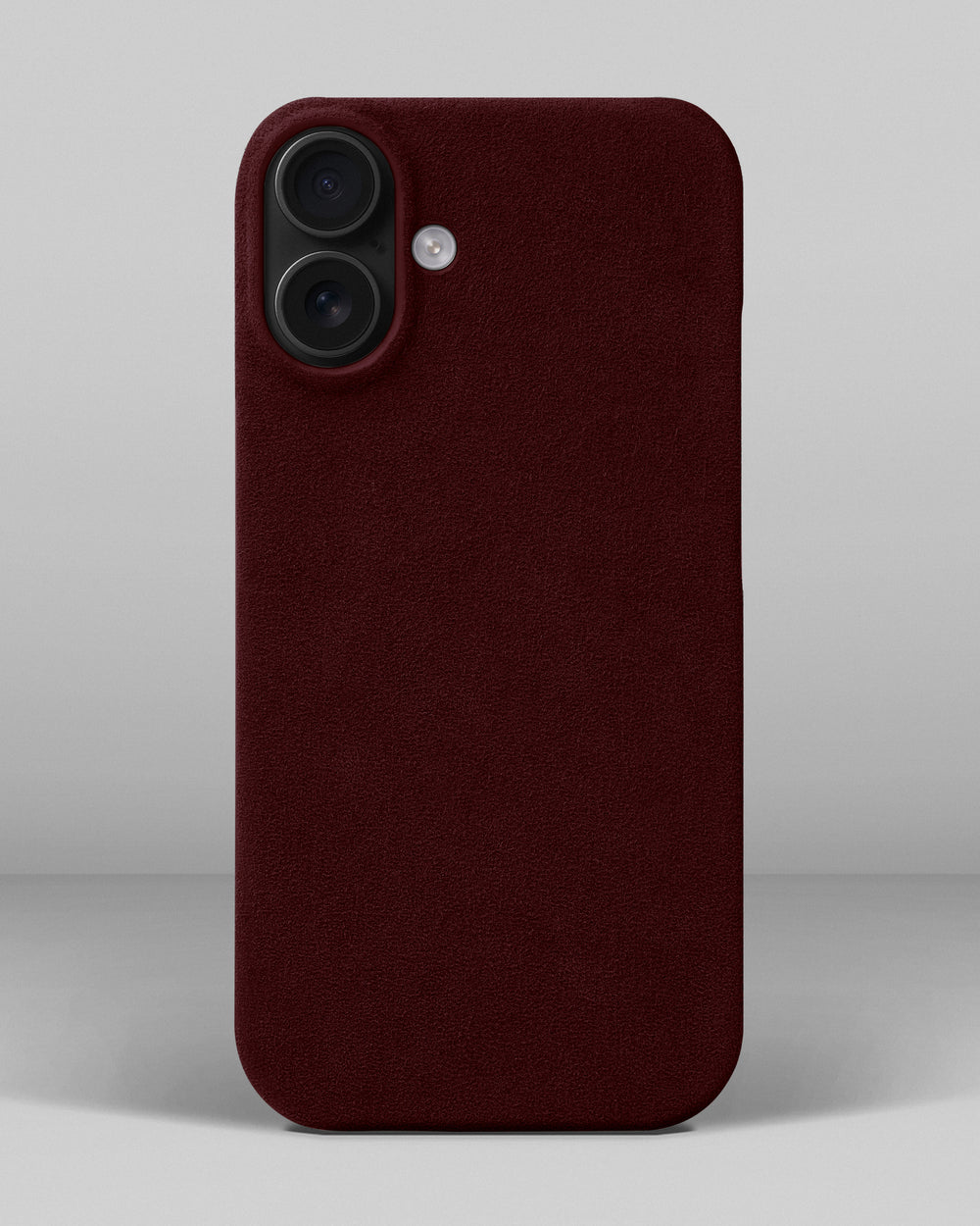 Burgundy alcantara case for iPhone 16 Plus