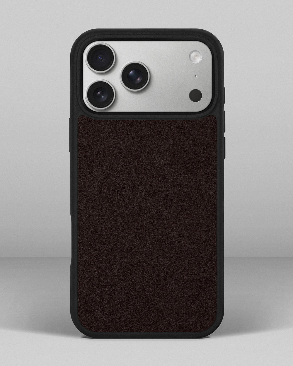 Case with dark brown alcantara insert for iPhone 17 Pro Max