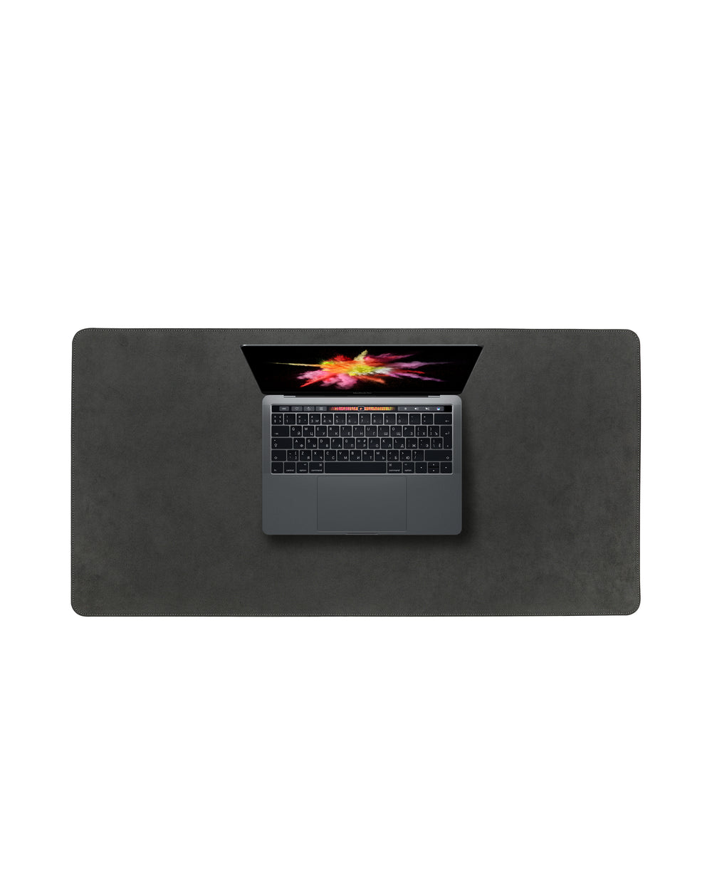 Desk mat made of gray alcantara