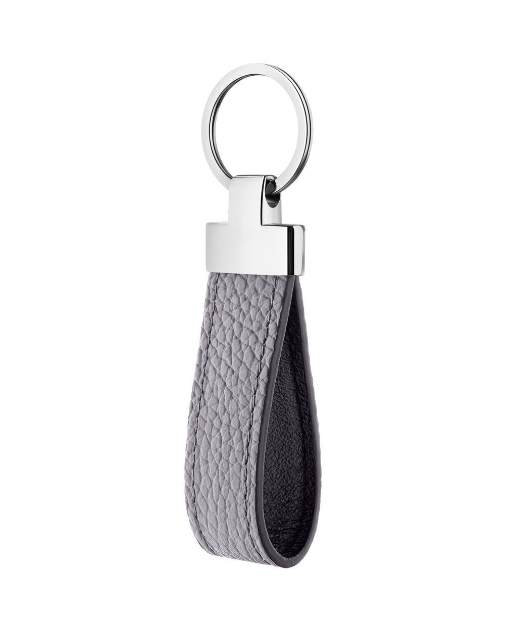 Grey leather keychain with float
