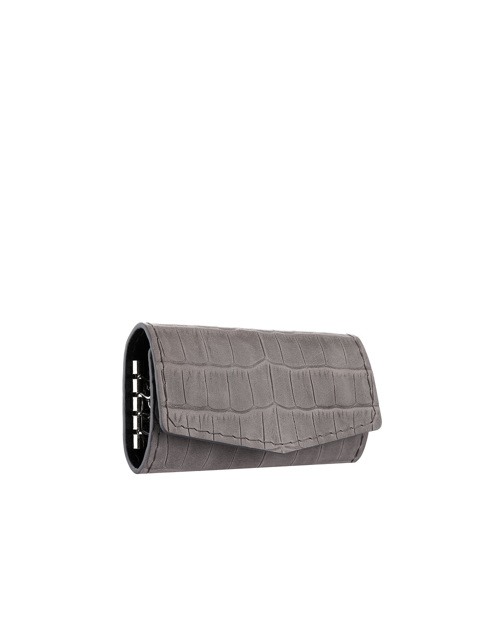 Key holder made of gray crocodile-embossed leather