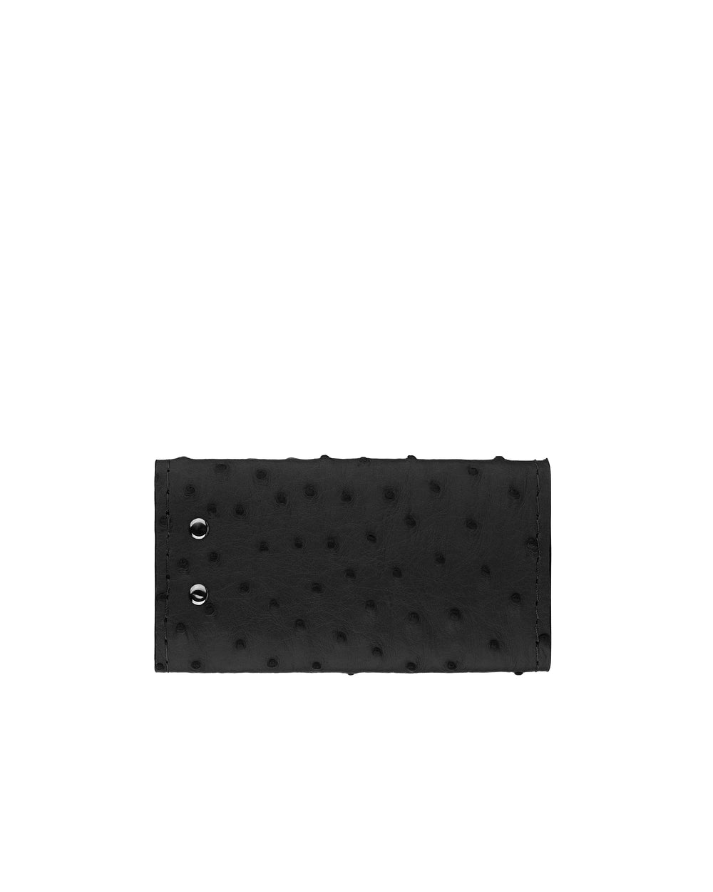 Key holder made of black ostrich leather with follicles
