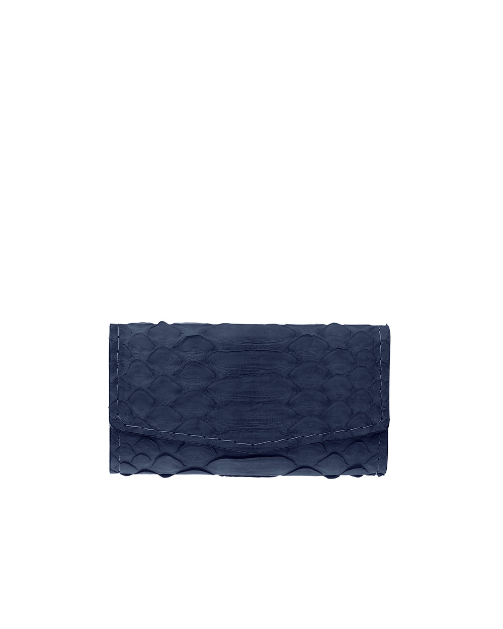 Key holder made of dark blue python leather with large scales