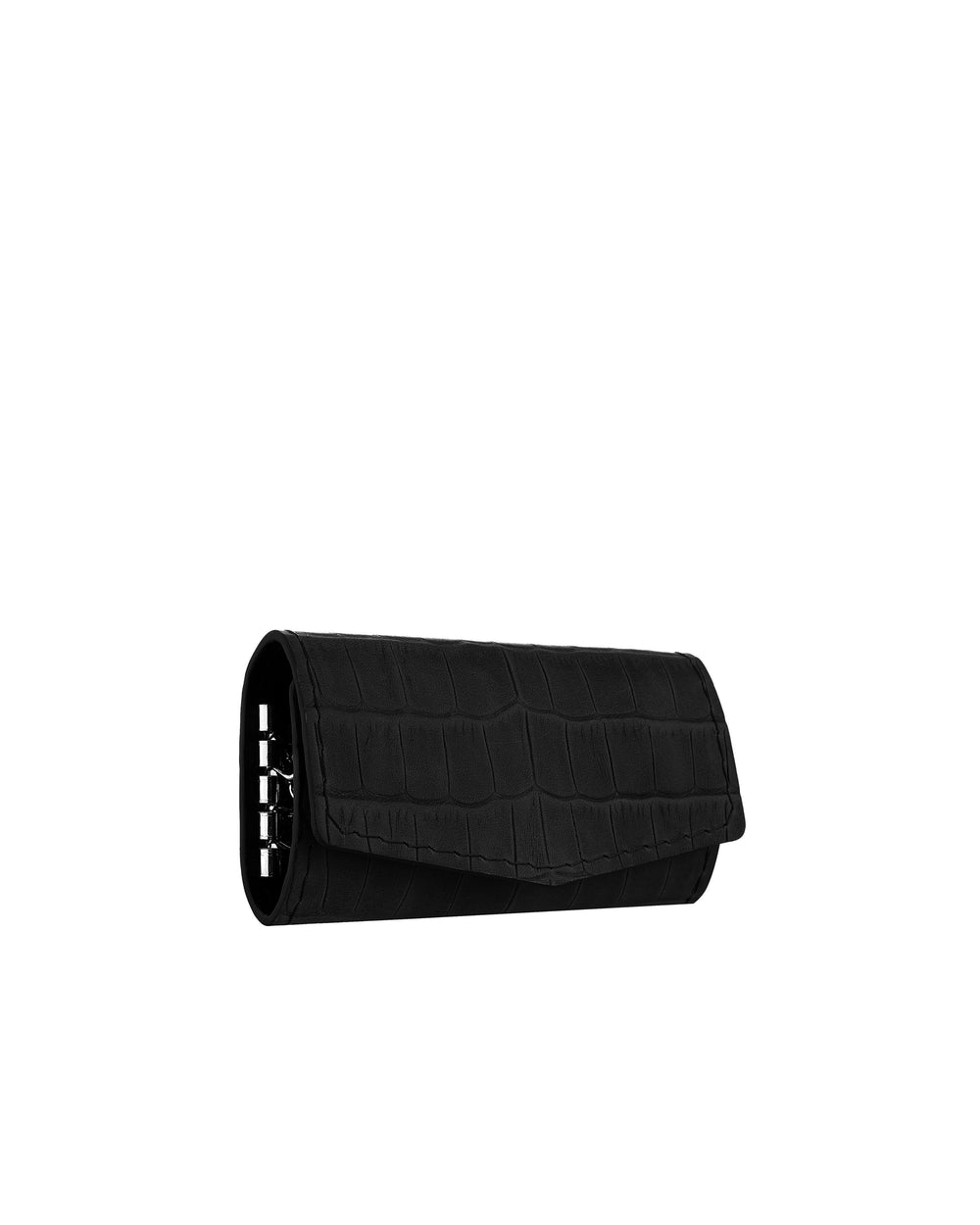Key holder made of black crocodile-embossed leather