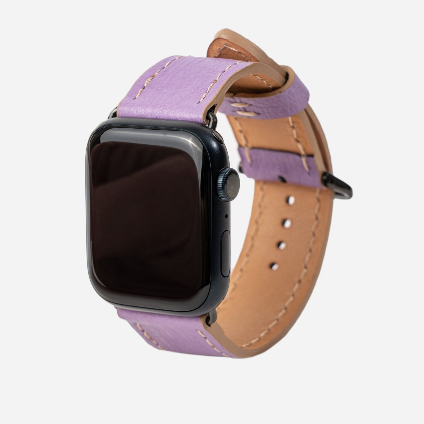 Strap for Apple Watch made of ostrich leather in lilac color without follicles