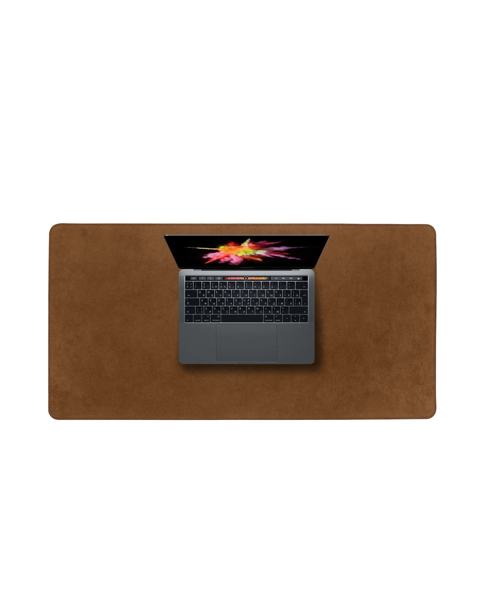 Desk mat made of red alcantara