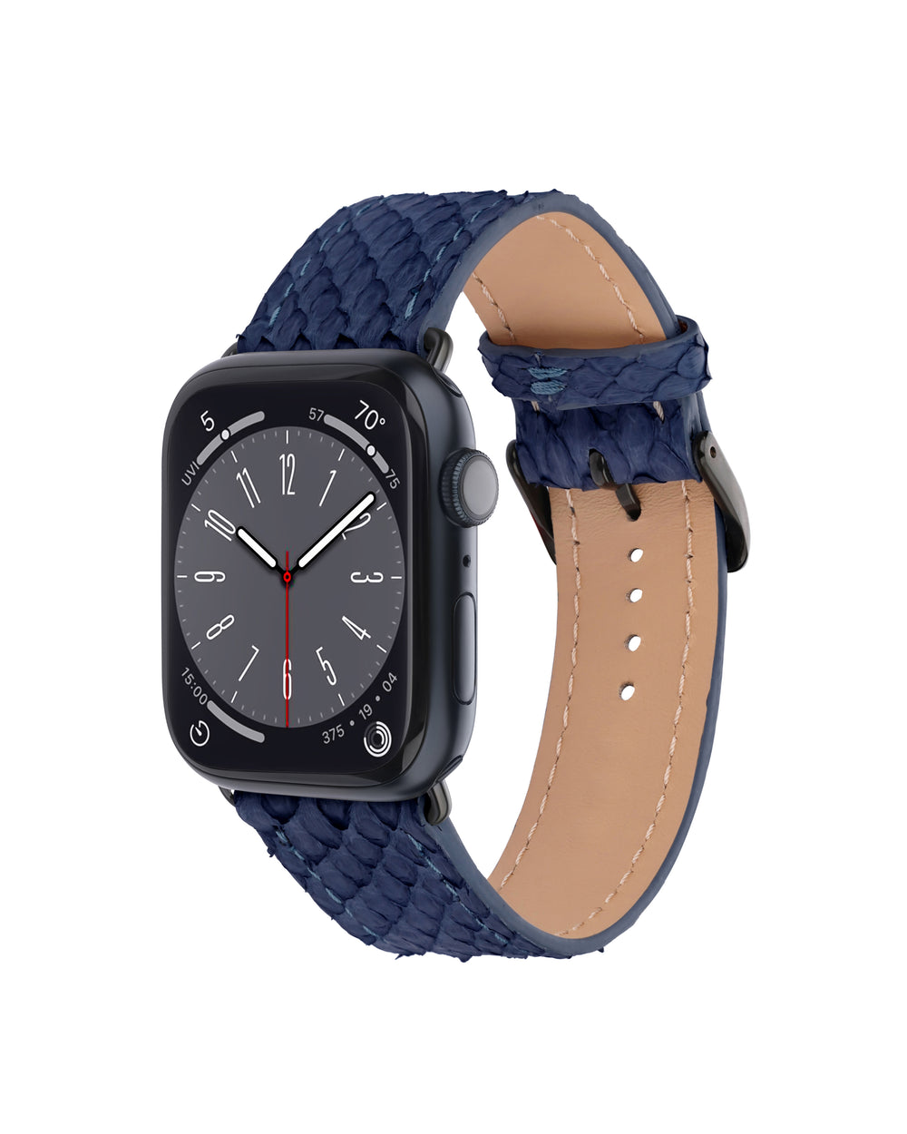 Strap for Apple Watch made of python leather in dark blue color