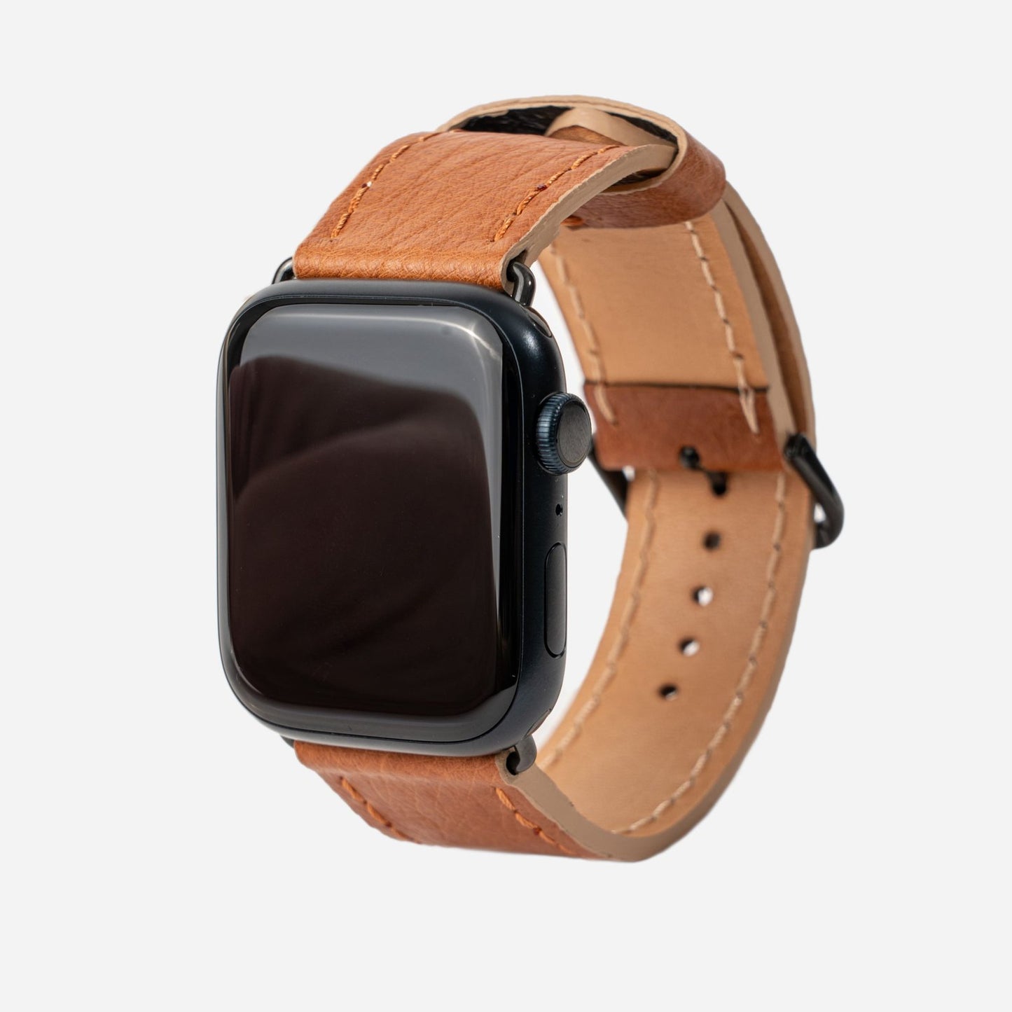 Strap for Apple Watch made of ostrich leather in ginger color without follicles
