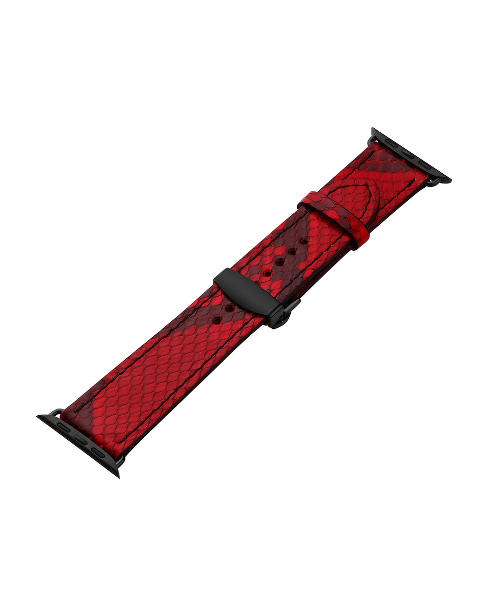 Python leather strap for Apple Watch in red color with pattern