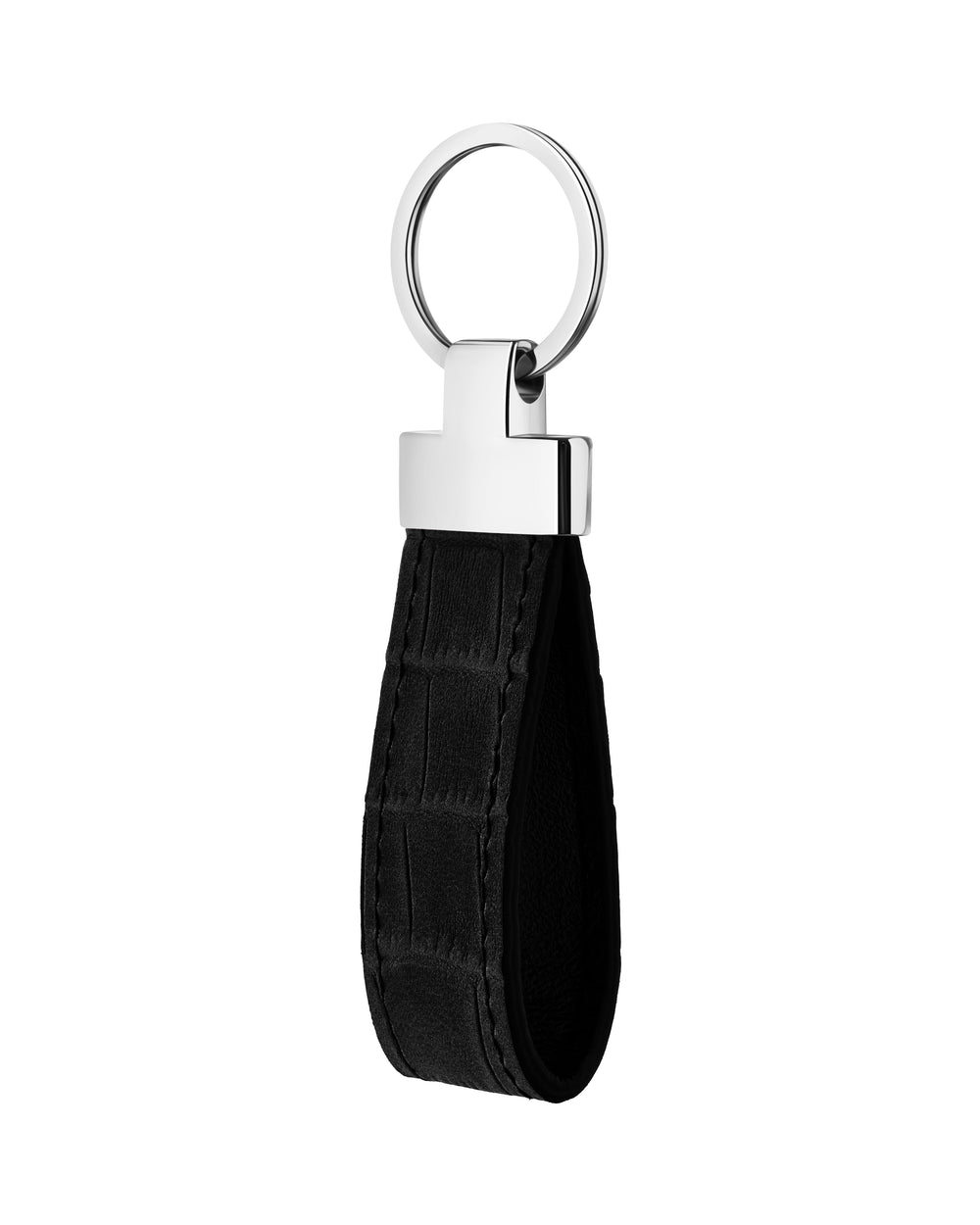 Keychain with black crocodile embossing