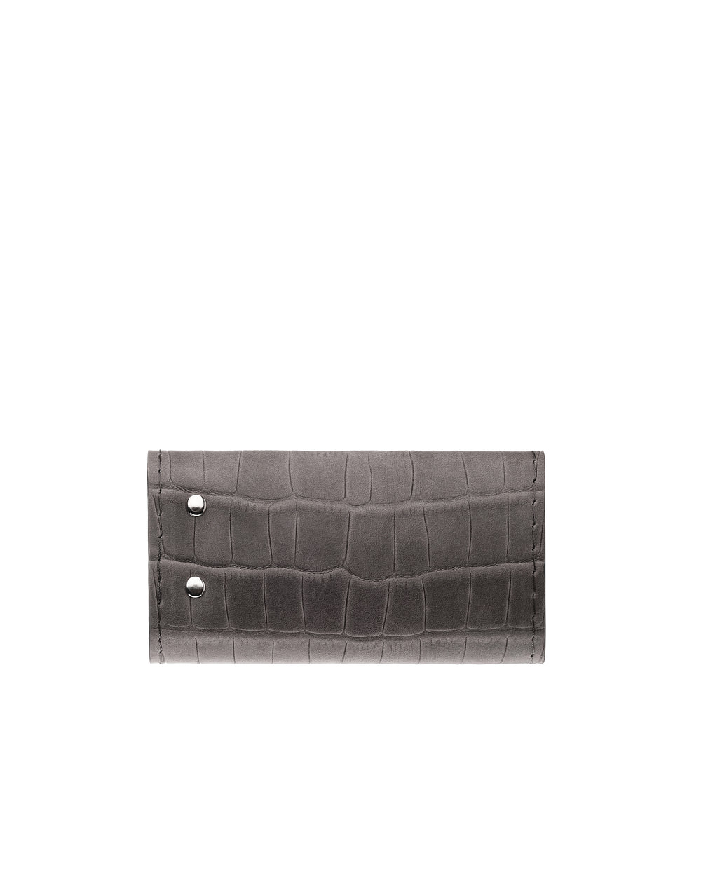 Key holder made of gray crocodile-embossed leather