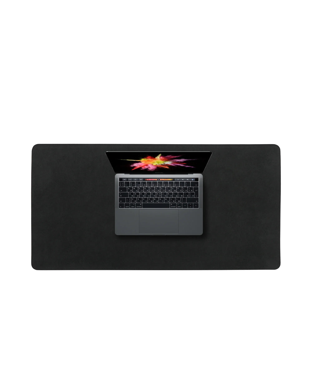 Desk mat made of black alcantara