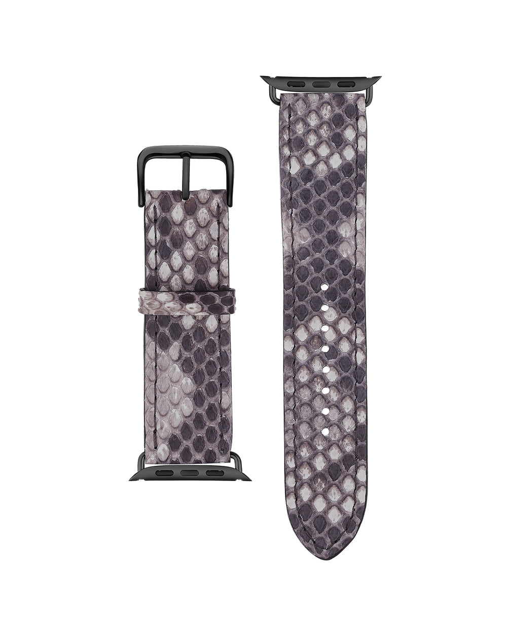 Python leather strap for Apple Watch in black and white color