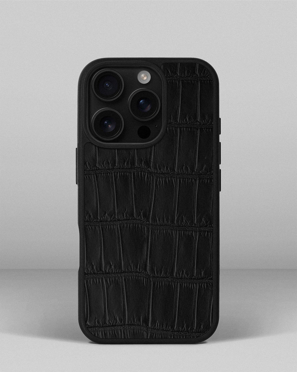 Black crocodile leather case for iPhone 16 Pro