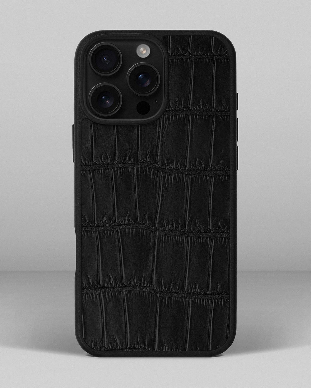 Black crocodile leather case for iPhone 16 Pro Max