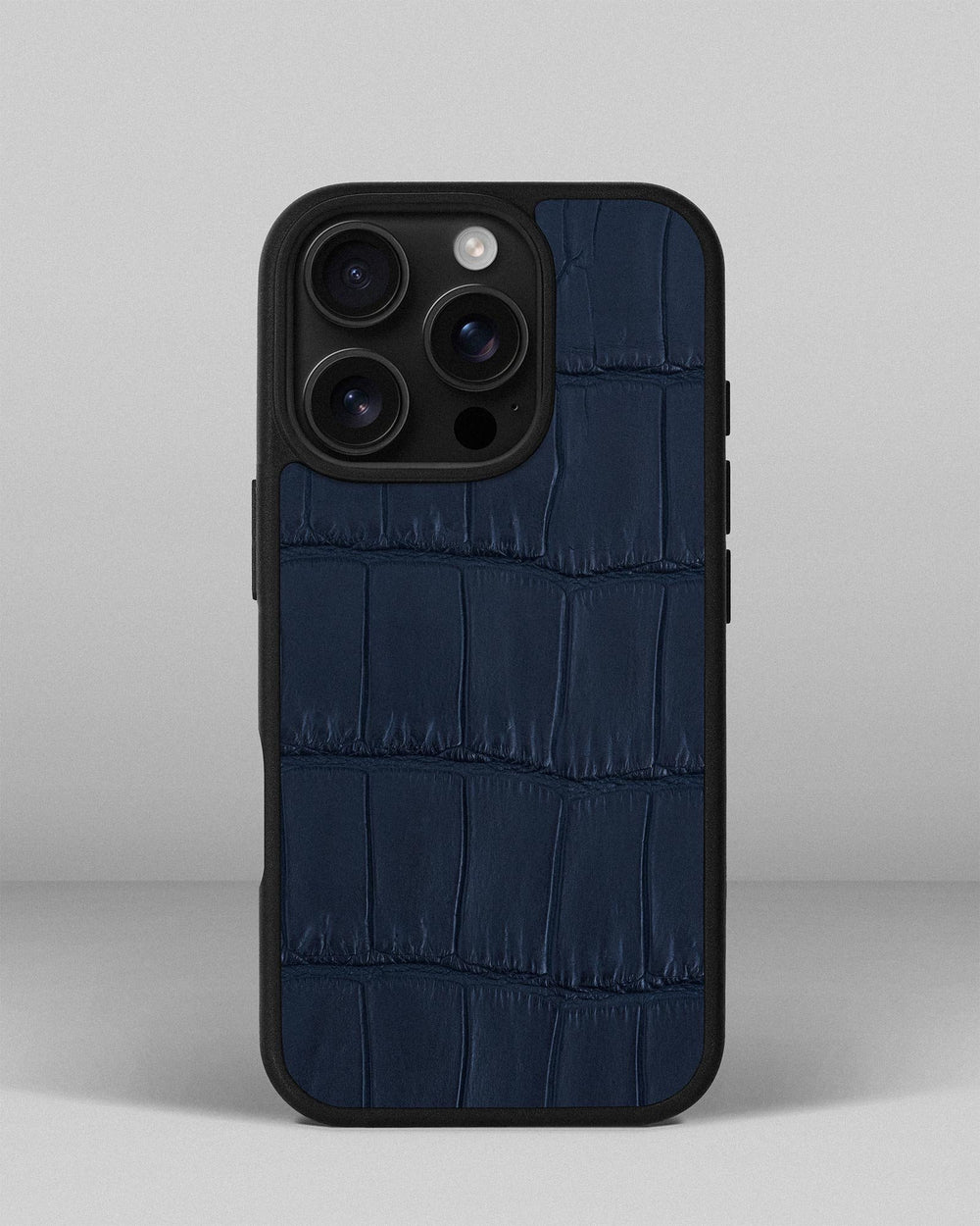 Dark blue crocodile leather case for iPhone 16 Pro