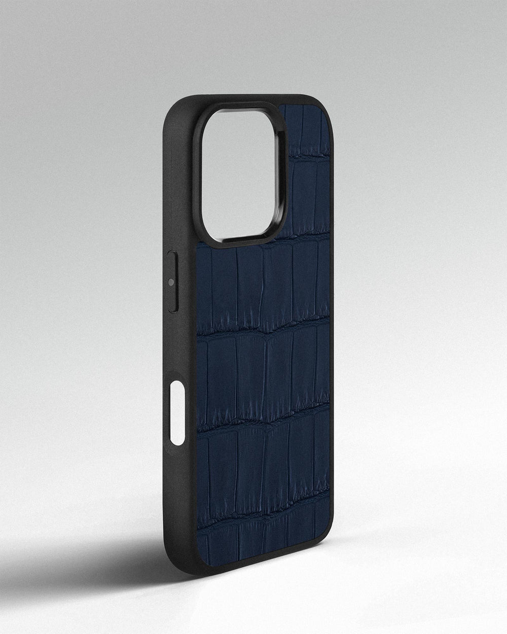 Dark blue crocodile leather case for iPhone 16 Pro