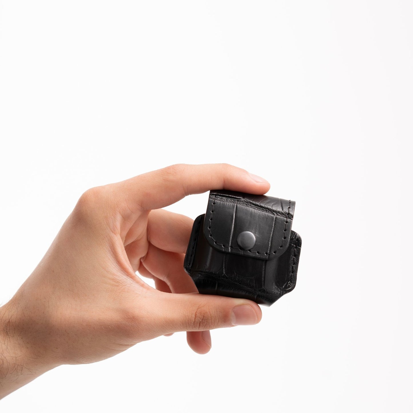 Case for AirPods made of black crocodile leather