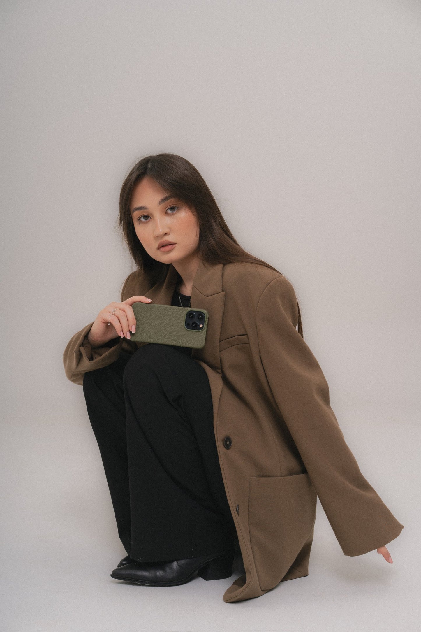 Olive leather case for iPhone 13 Mini