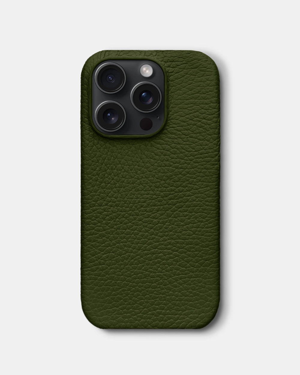 Olive leather case for iPhone 16 Pro