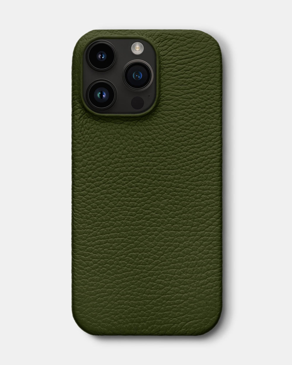 Оливковий шкіряний обтягнутий чохол для iPhone 14 Pro Max