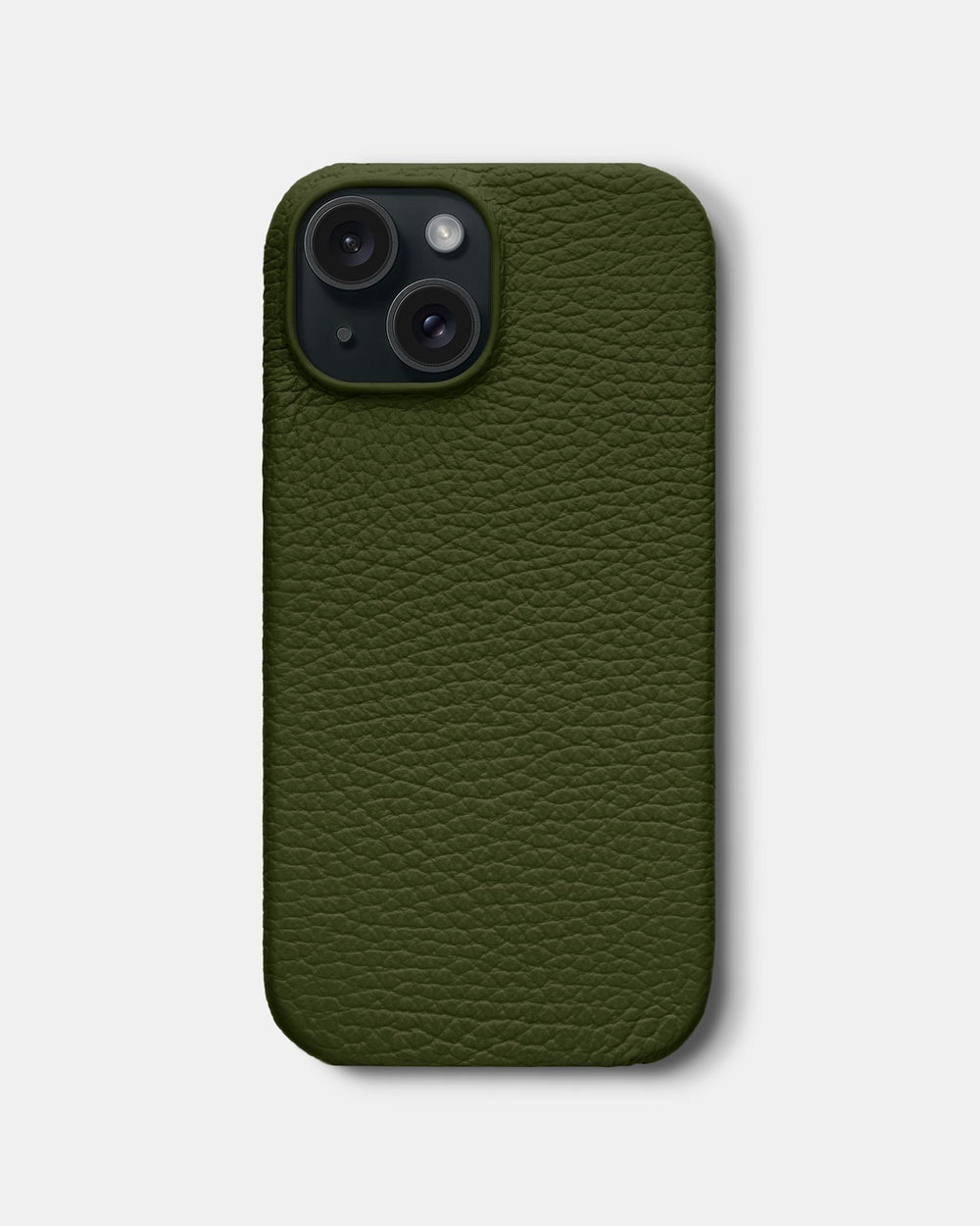 Оливковый кожаный чехол для iPhone 16