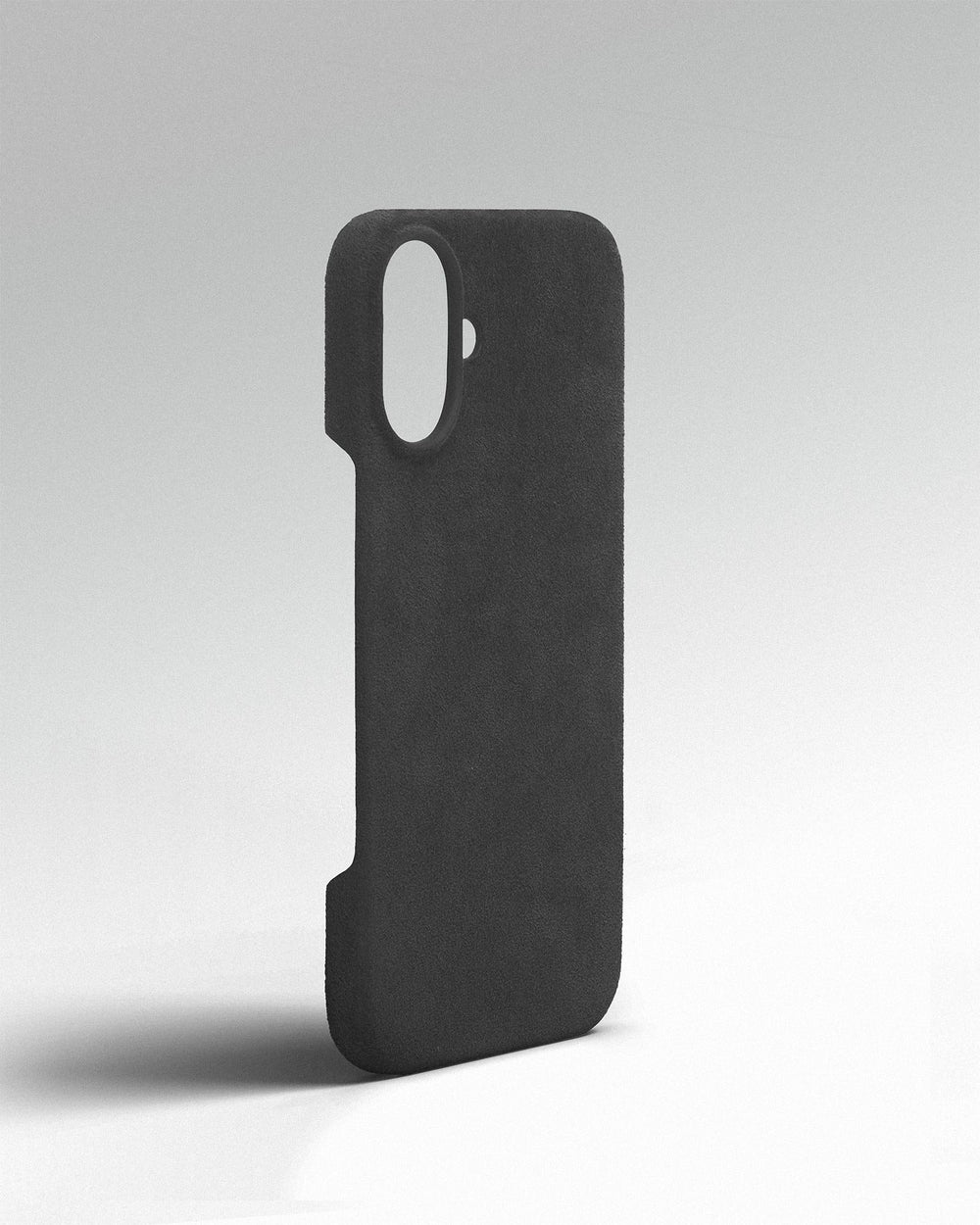 Gray alcantara case for iPhone 16
