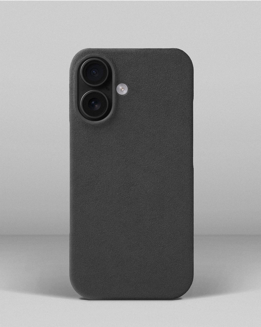 Gray alcantara case for iPhone 16