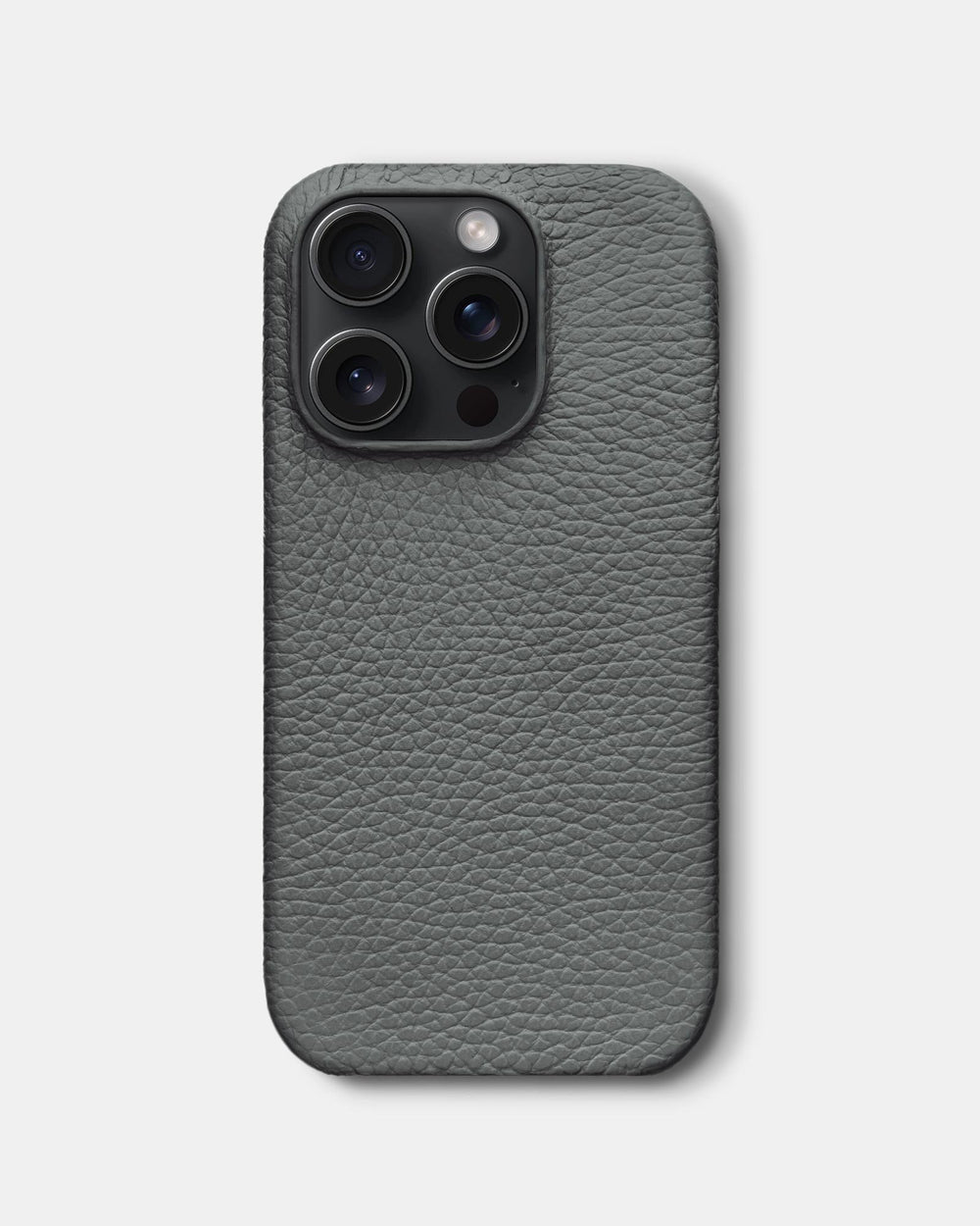 Gray leather case for iPhone 16 Pro