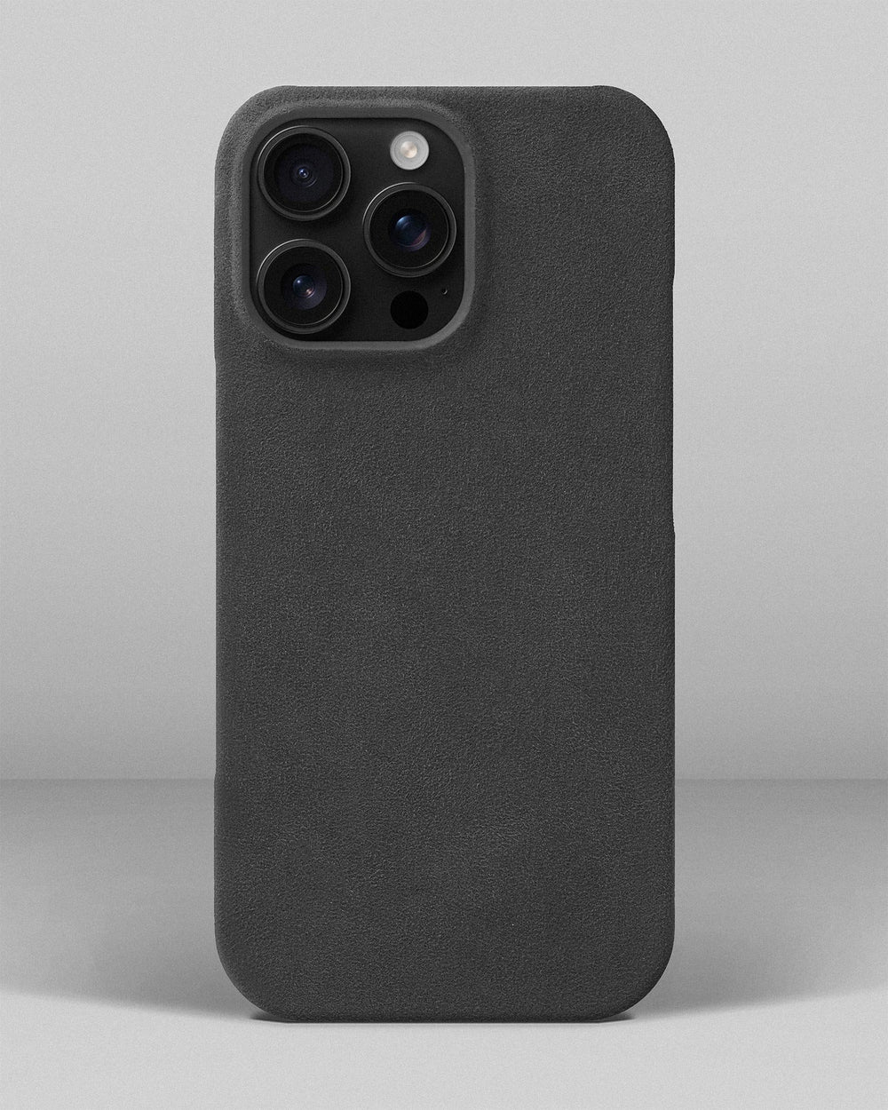 Сірий обтягнутий чохол з алькантари для iPhone 16 Pro Max