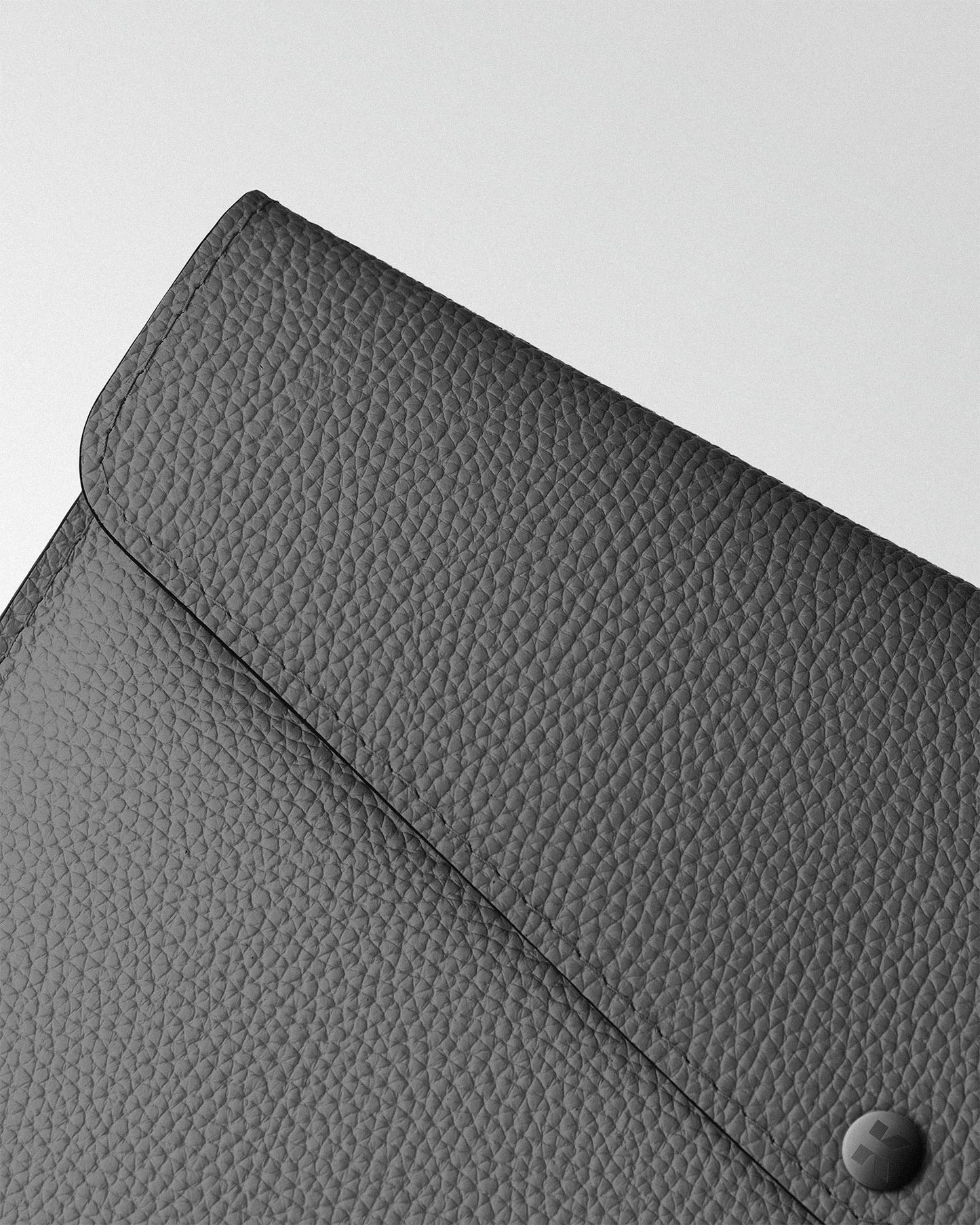 Envelope case made of gray leather for MacBook