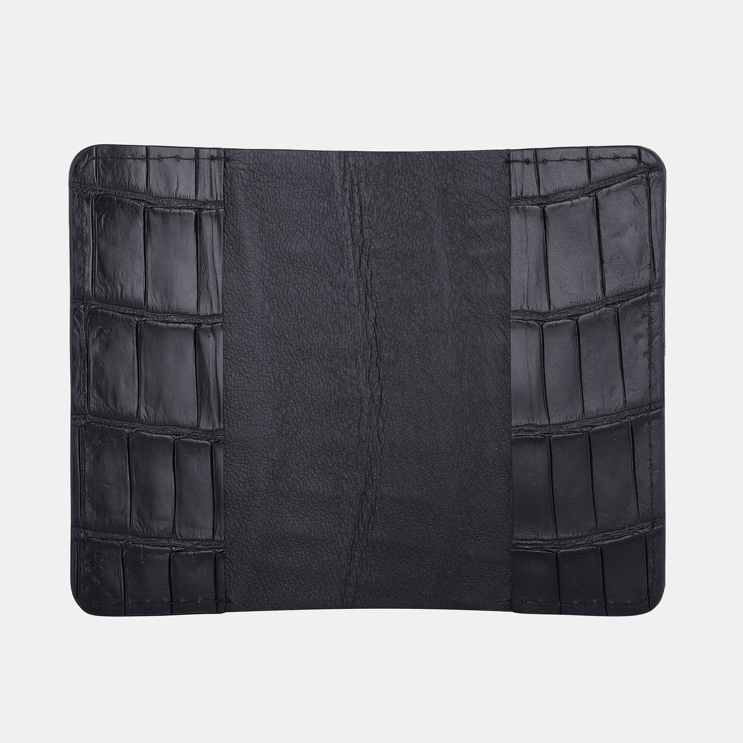 Passport cover made of black crocodile leather