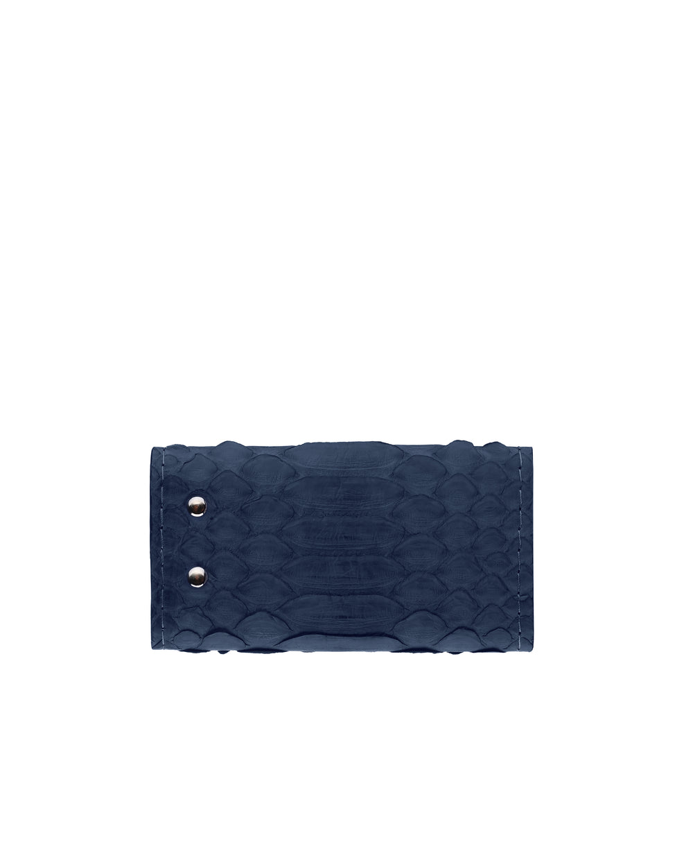 Key holder made of dark blue python leather with large scales