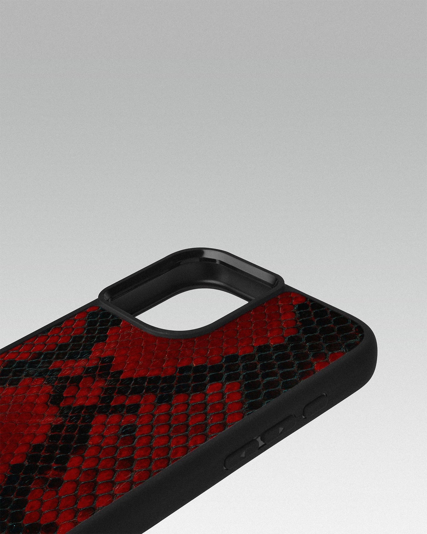 Red small scale python leather case for iPhone 16