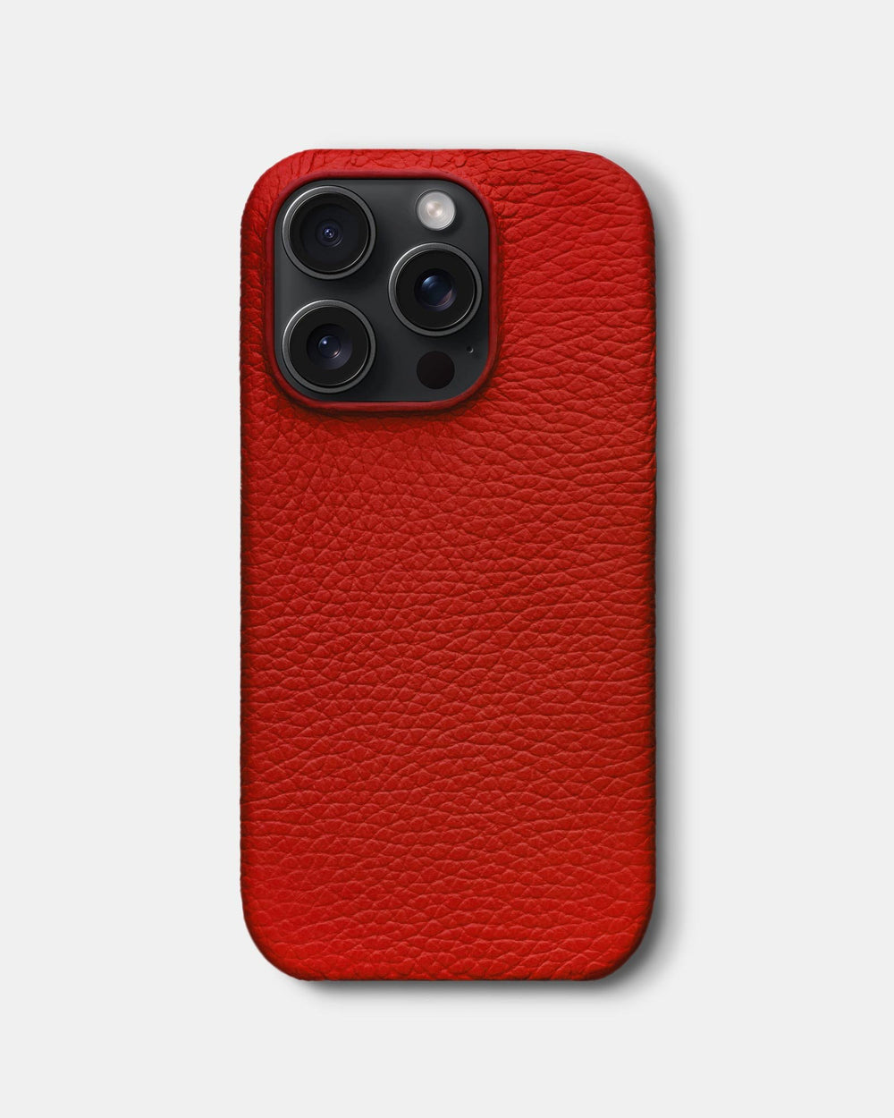Червоний шкіряний обтягнутий чохол для iPhone 15 Pro