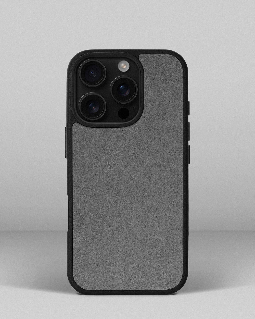 Чехол со светло-серой вставкой из алькантары для iPhone 14 Pro